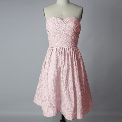 Pink Lace Prom Dress,Plus Size Brid..