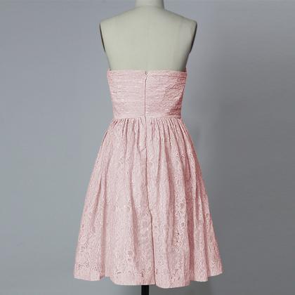 Pink Lace Prom Dress,Plus Size Brid..