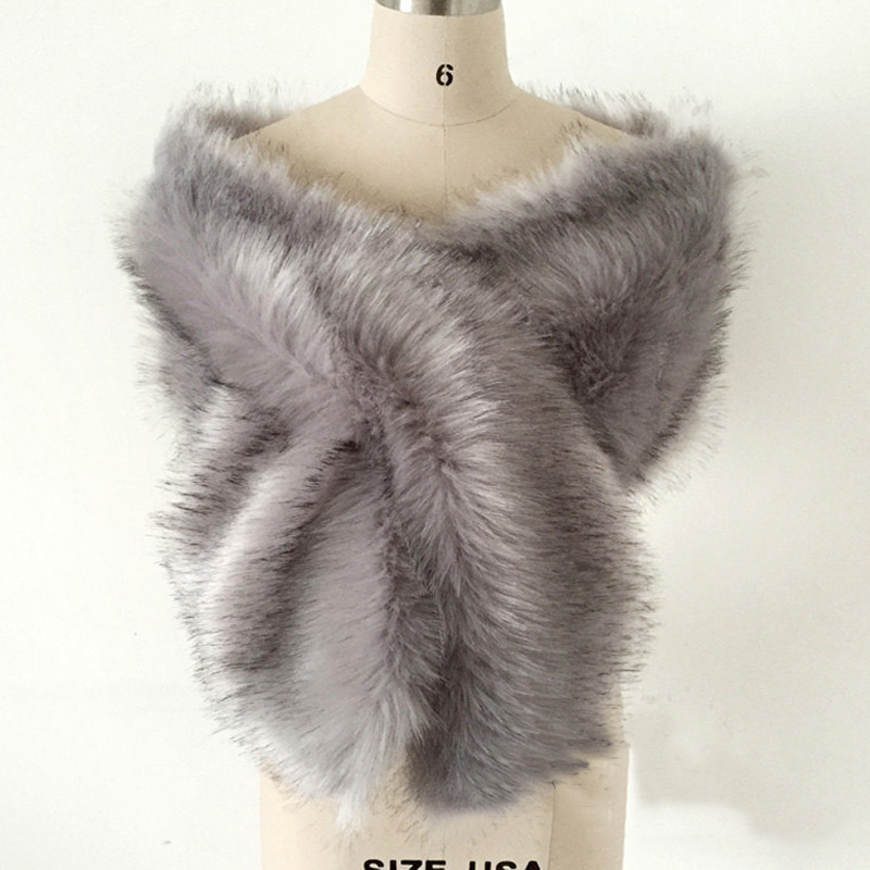 Vintage Khaki Bridal Wrap Faux Fur Wedding/Grey Long Rectangular Faux ...