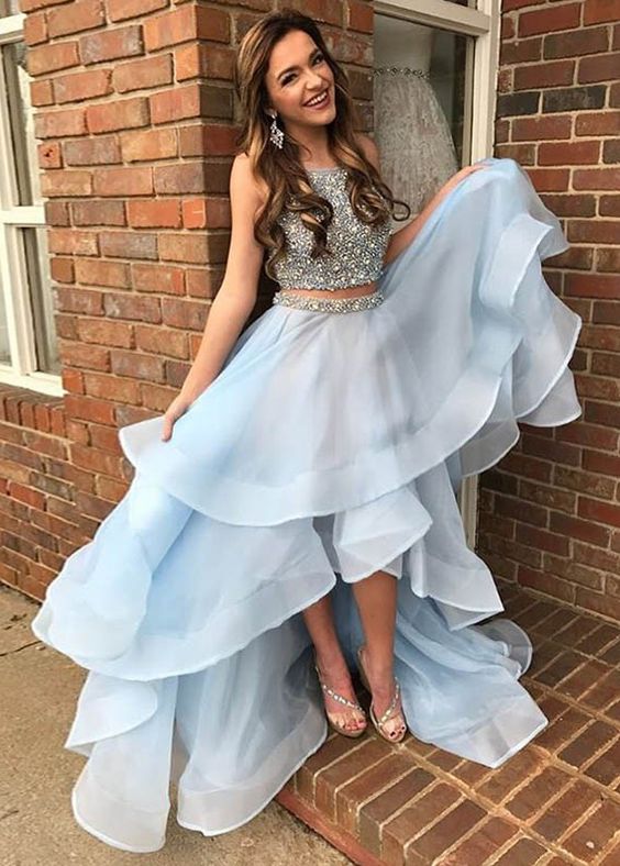 girls 2 piece prom dress