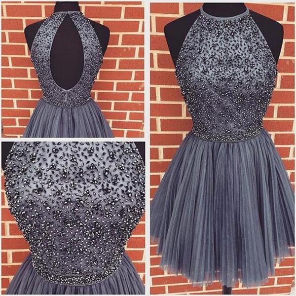 Grey Homecoming Dresses,Short Mini Homecoming Dresses,Tulle Ruched ...
